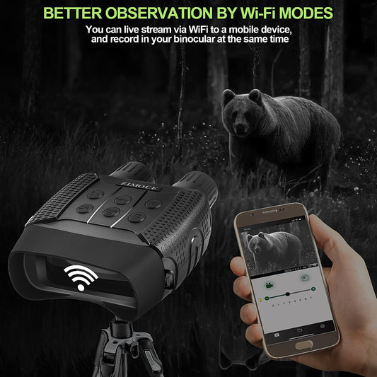 ZIMOCE WiFi Night Vision Binoculars for Adults, Digital Infrared Binoculars with Night Vision, Night Vision Goggles for Hunting, Spotting, Surveillance (w/ 32GB TF Card)